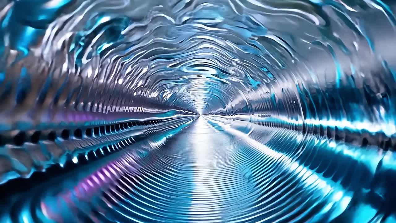 Abstract Tunnel of Light and Metallic Reflection