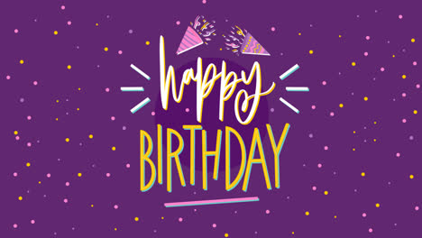 gráfico en movimiento de coloridas letras de feliz cumpleaños