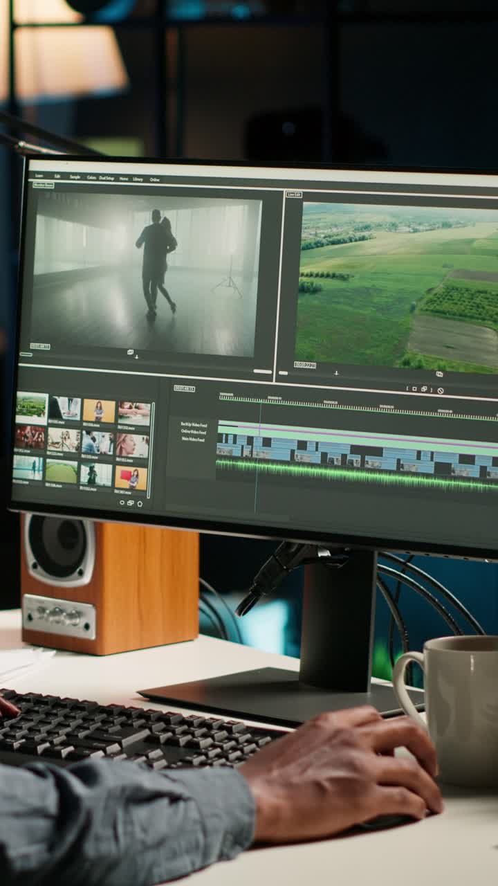 Ruang Kerja Pengeditan Video dengan Perangkat Lunak Pengeditan