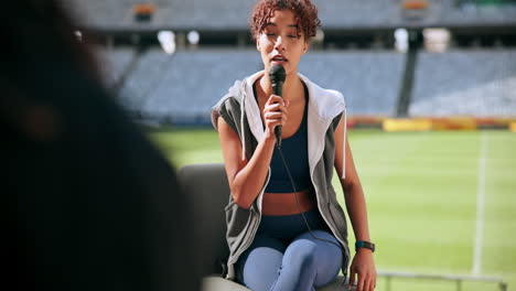 woman speaker at a sports event