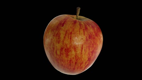 renderizado 3d realista de una manzana giratoria sobre un fondo negro.