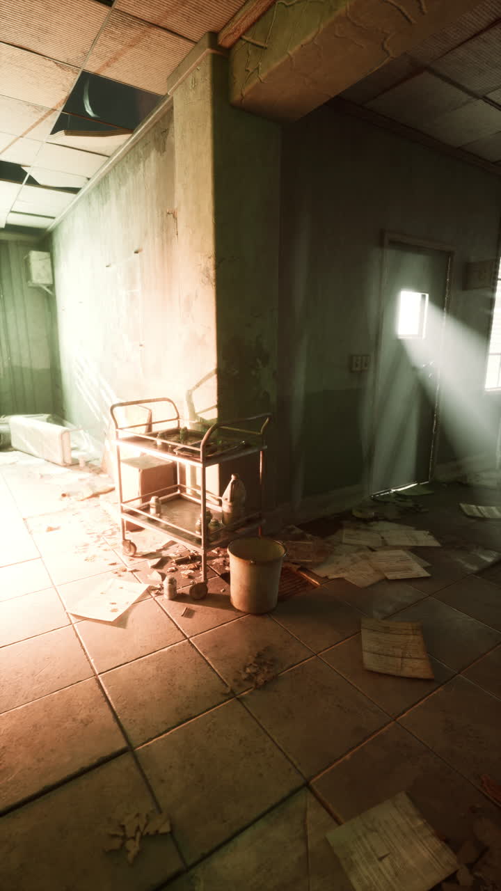 Old hospital room tells past tales in soft filtered sunlight