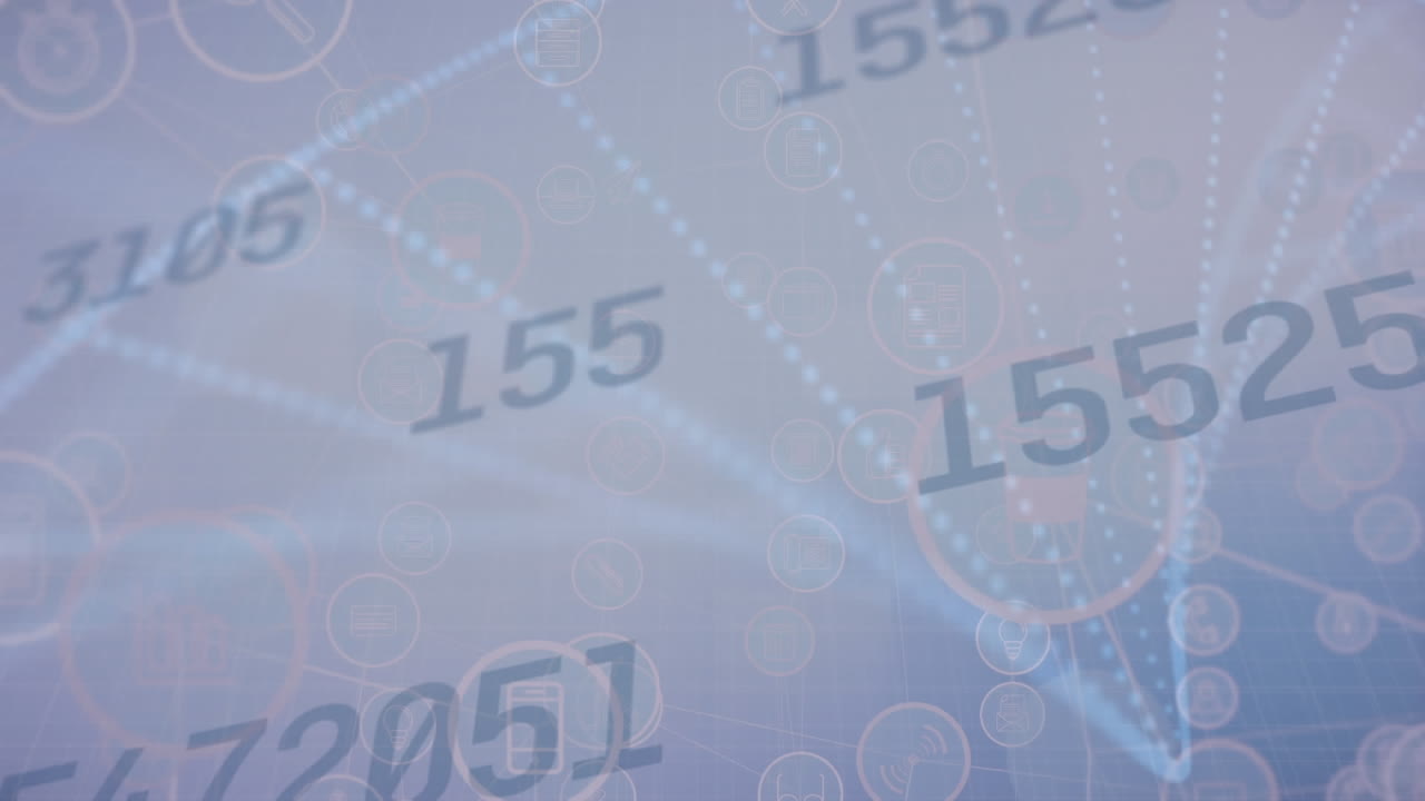 Animation of network of connections with icons and changing numbers