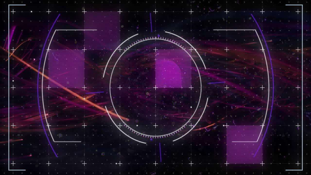 animación del procesamiento de datos y el escaneo del alcance sobre fondo negro
