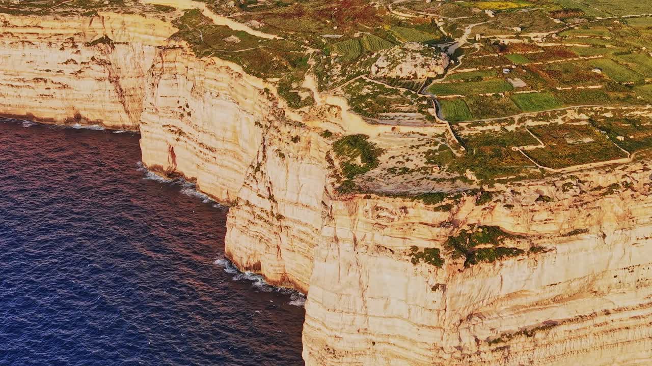Cliffs and coastline of Malta near the Mediterranean Sea