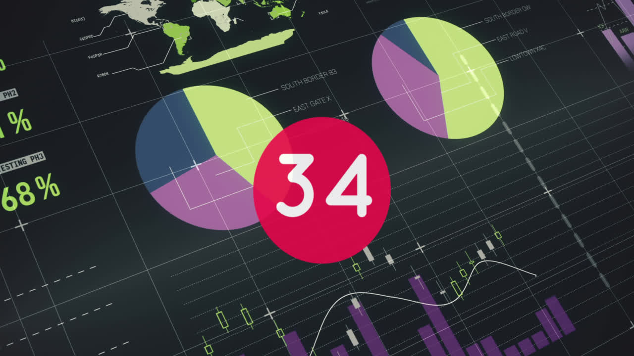 Premium stock video - Animation of numbers changing over statistics