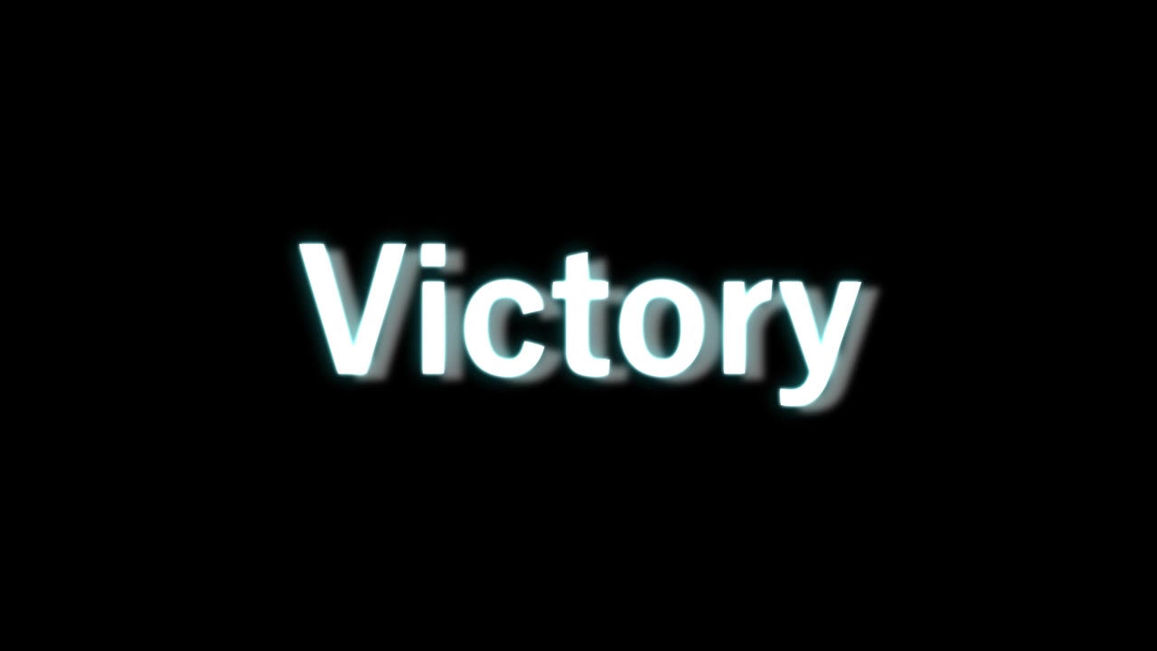 Animazione motion graphics del messaggio "Vittoria"