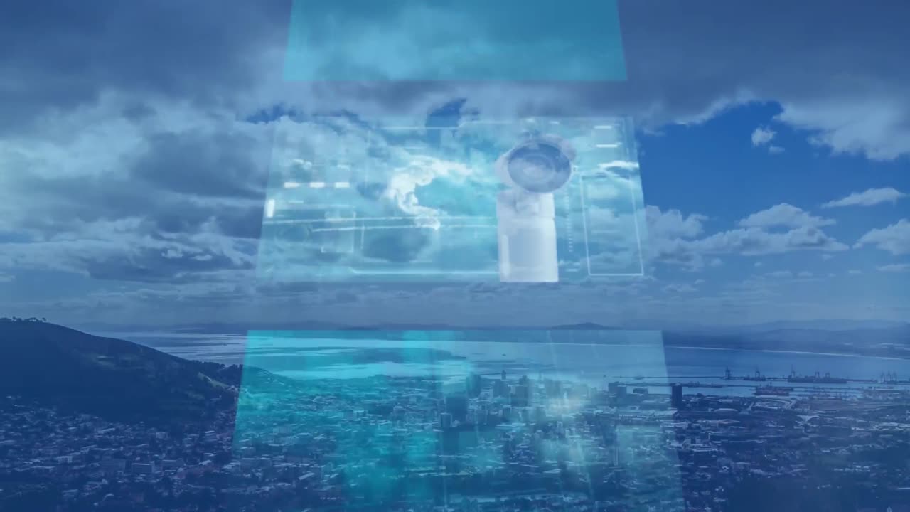 풍경 위의 화면에서 데이터 처리의 애니메이션