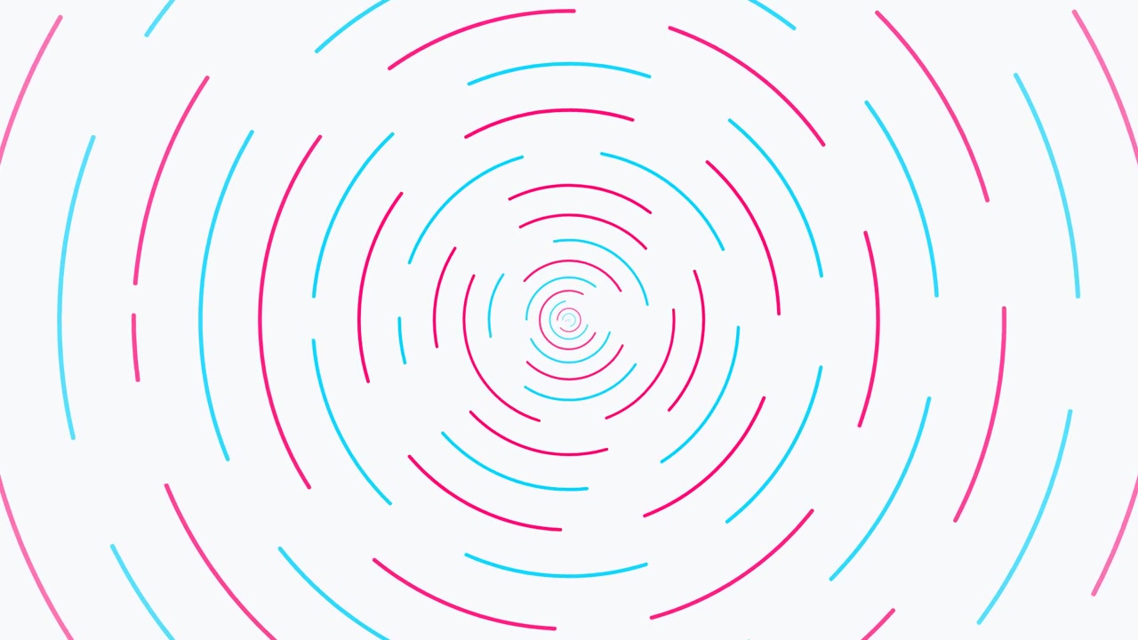 Abstract Animation of Rotating Pink and Blue Concentric Circles