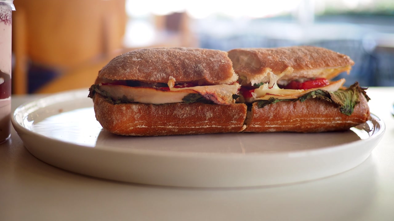 Freshly Made Ciabatta Sandwich with Chicken and Vegetables
