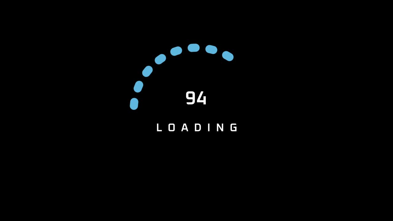 Loading Interface After Effect Animation Template with partial circle arc, percentage text on black background