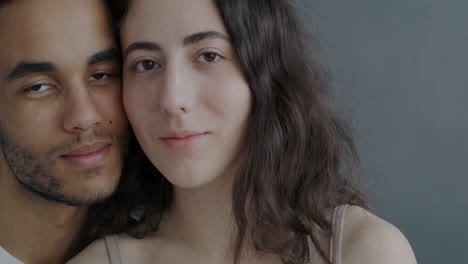 close-up portrait of a multi-ethnic couple