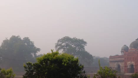 nila gumbad of humayun tomb exterior view at misty morning from unique perspective