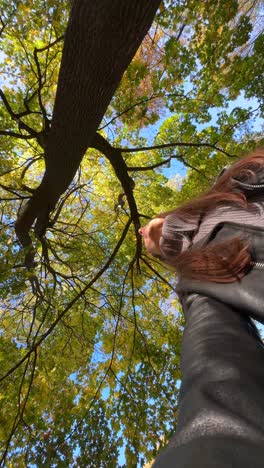 autumn selfie under a canopy of trees