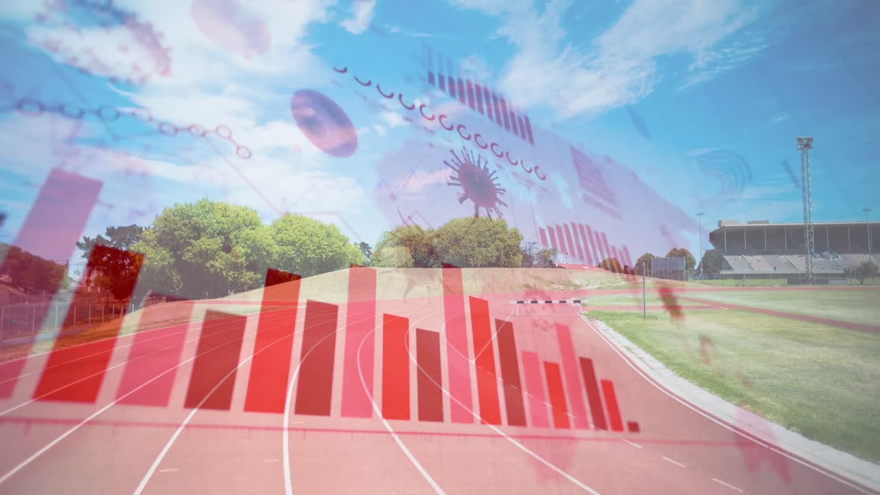 빈 스포츠 필드에 대한 코로나바이러스 디지털 인터페이스