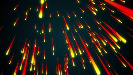 renderización 3d de la lluvia de partículas de fuego de cometa. fondo web generado por computadora