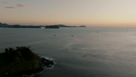 Sailboats-On-The-Serene-Ocean-Of-Costa-Rica-Tropical-Island-Near-Guanacaste-In-Central-America