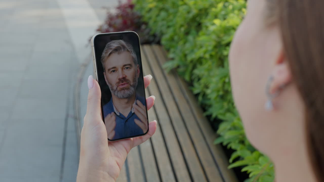 Video call with a man using smartphone