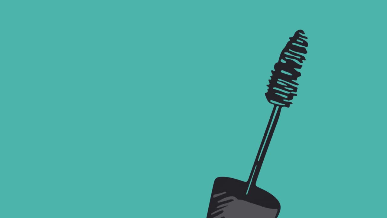 Animation of mascara brush on green background