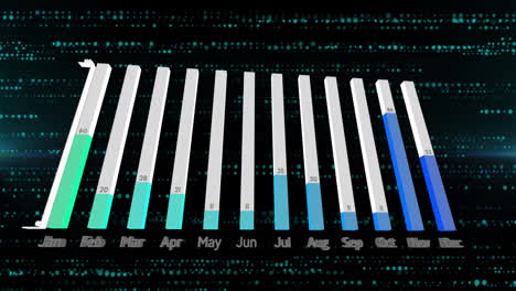 animation of data processing over white spots and diagrams