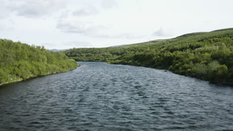 aerial - tracking the fnjoska river, vaglaskogur, fnjoskadalur, iceland, forward