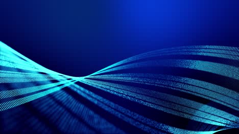 4k círculo de fondo abstracto de partículas de brillo forman líneas, superficies como paisaje futurista en el ciberespacio o holograma. tema de ciencia ficción de microworld, nanotecnología o espacio cósmico. espiral azul 2
