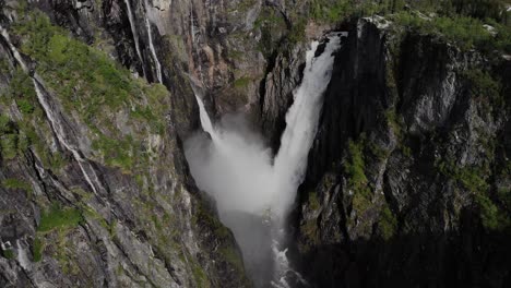 vøringsfossen waterfall. 4k drone footage