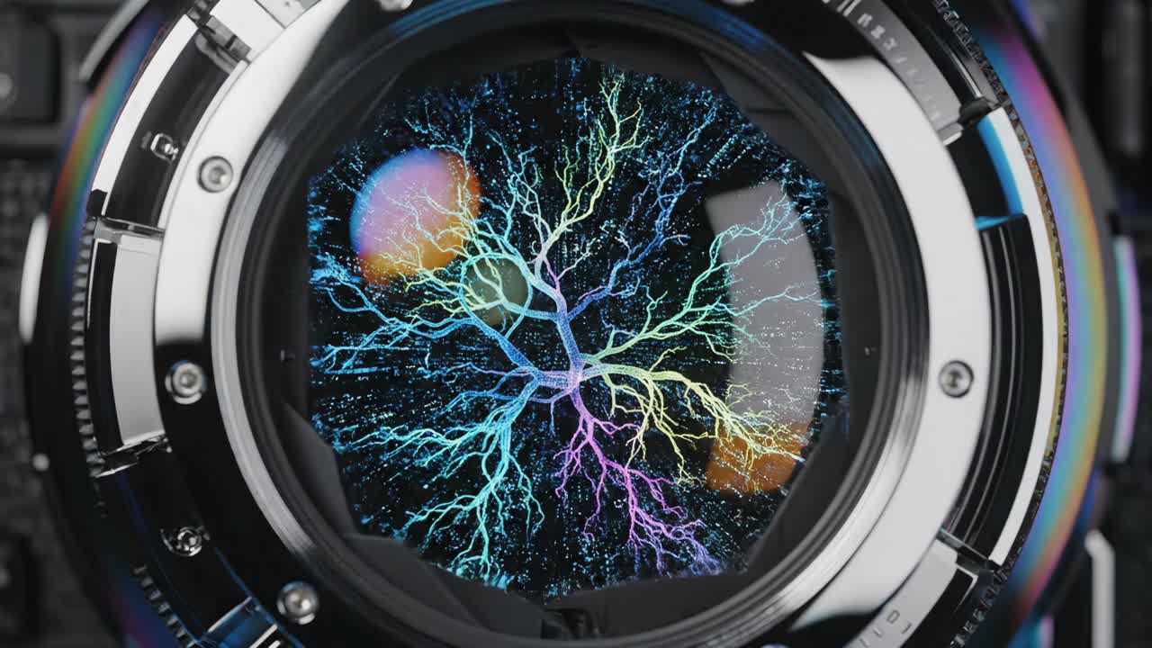 Futuristic Camera Lens with AI Tree