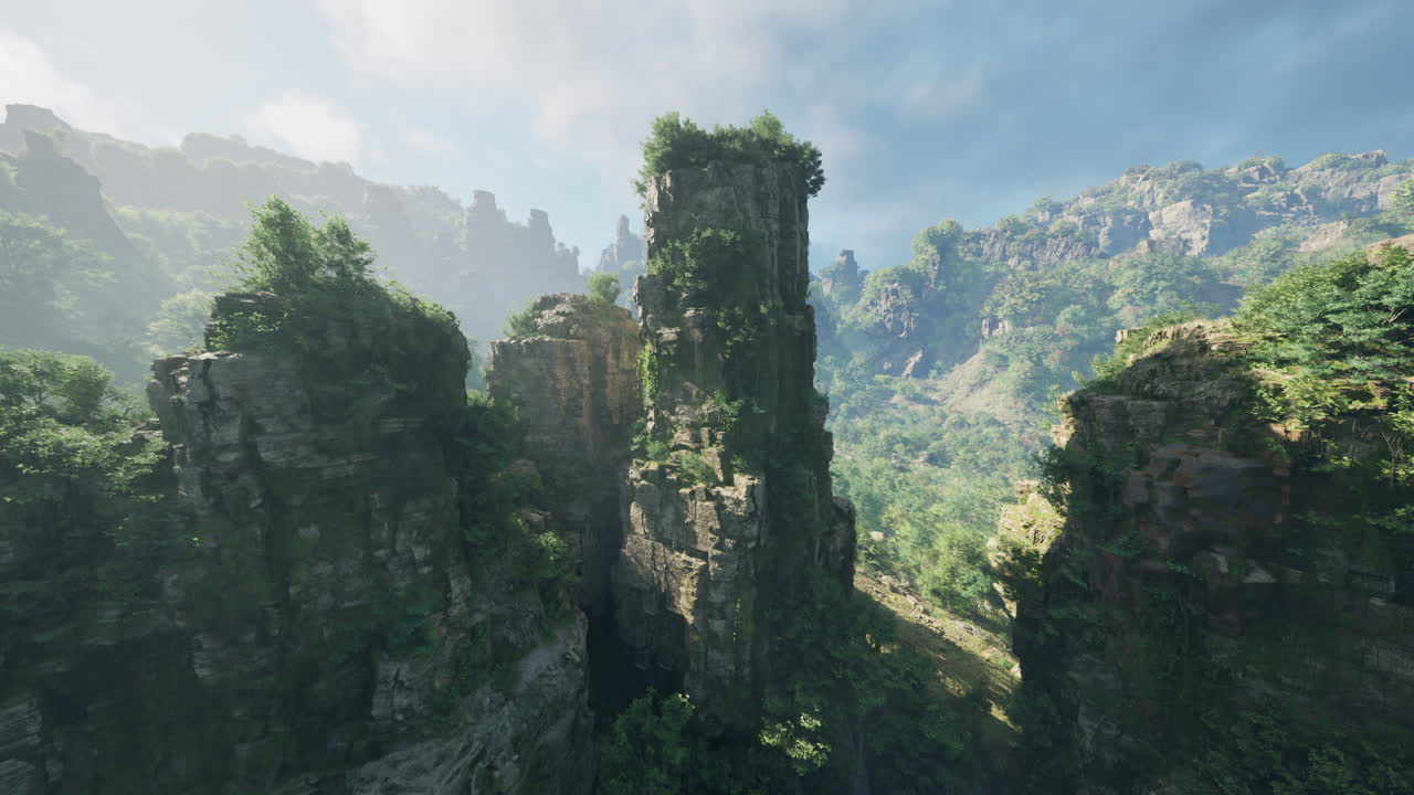 높은 절벽 이 있는 산맥 의 공중 사진