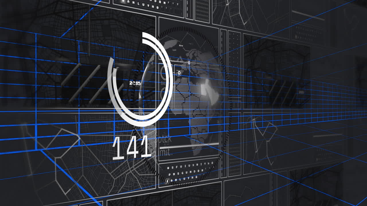 animación del escaneo del alcance y el procesamiento de datos en la pantalla