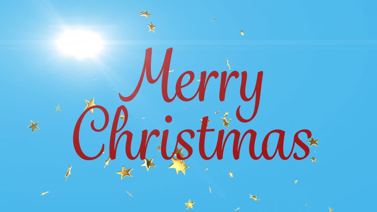 떨어지는 별 위에 메리 크리스마스 텍스트의 애니메이션