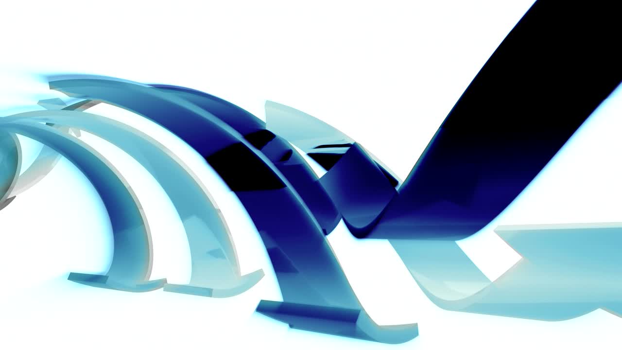 Frecce 3D scure si muovono su sfondo bianco, animazione CG, loop continuo.