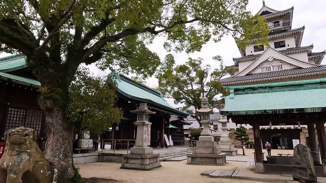 castillo de imabari y sus empinadas paredes de piedra y jardín