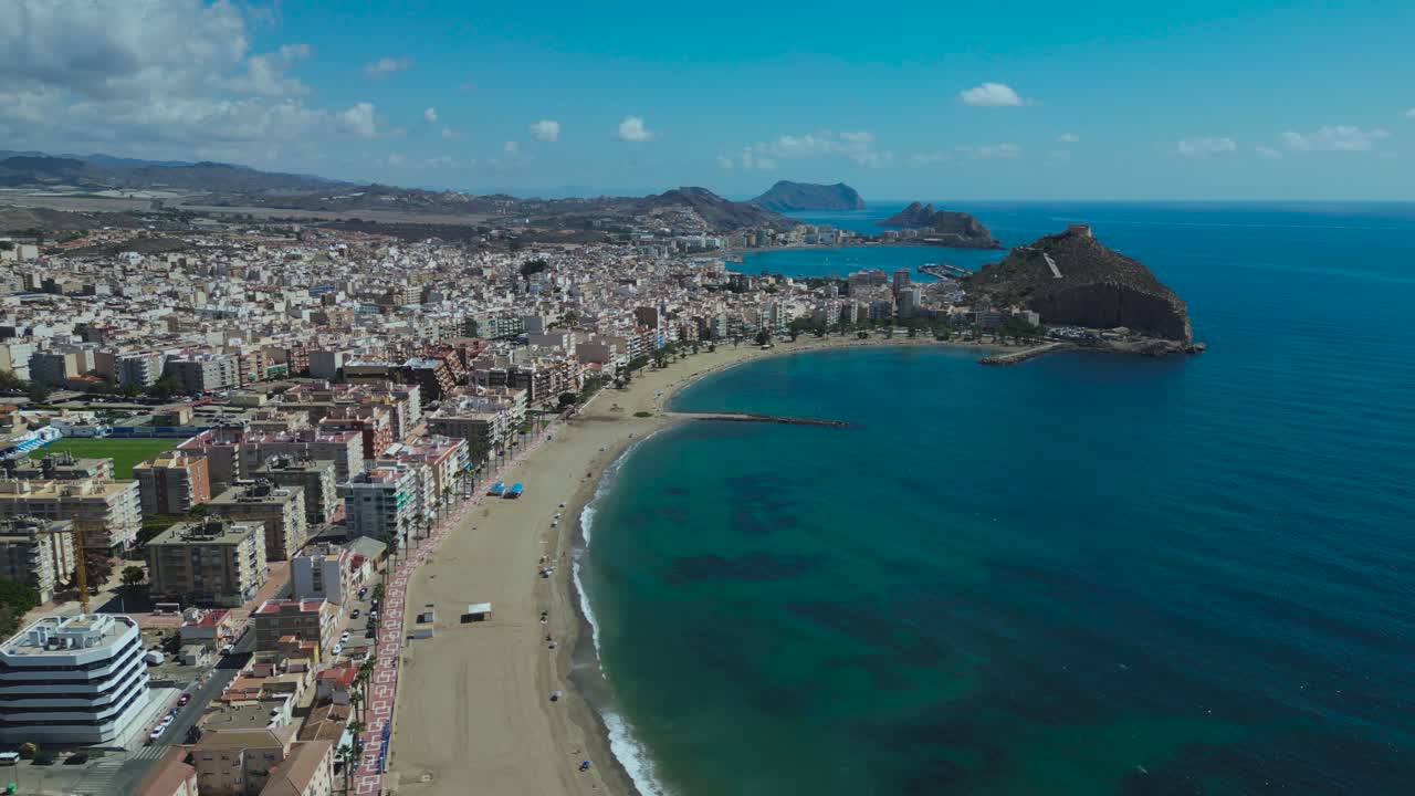 Mediterranean Coastal Cities, Aguila Waterfront Buildings, Aerial View - Murcia Region, Spain