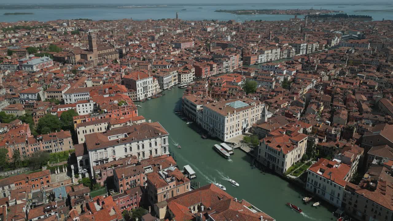 canal grande de venecia pan - drone de rodaje cinematográfico en 4k