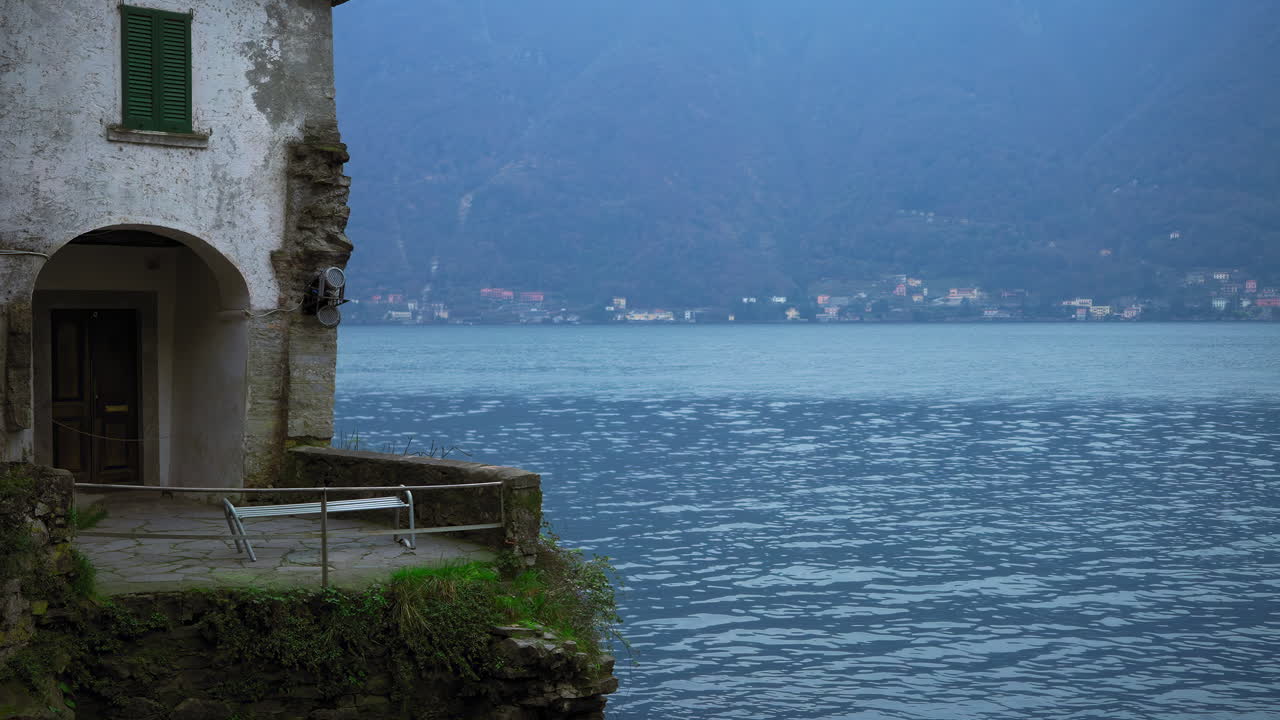 Old building near the shore in Lake Como, Italy