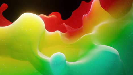 smooth abstract animation of liquid gradient rainbow color in 4k. bright matte paint surface as abstract looped festive background. glitters on viscous liquid with 3d splashes on surface like drops.