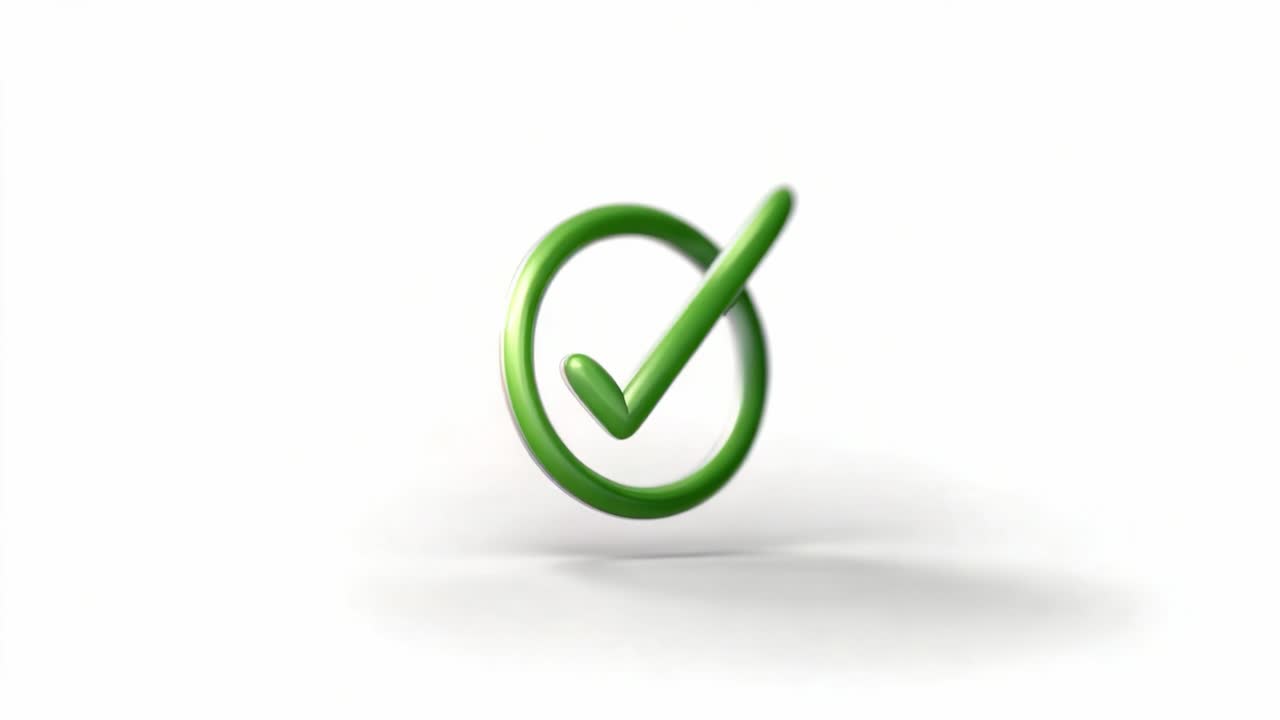Green Checkmark Animation: A Looping Display of a Dynamic and Fresh Symbol Signifying Approval, Success, and Positive Verification in Motion