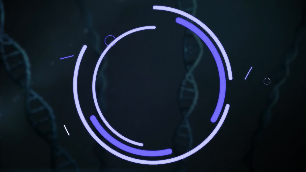 animación de formas abstractas sobre estructuras de adn contra un fondo gris