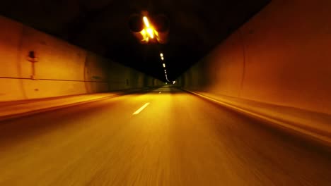 driving through a tunnel on a highway. point of view.