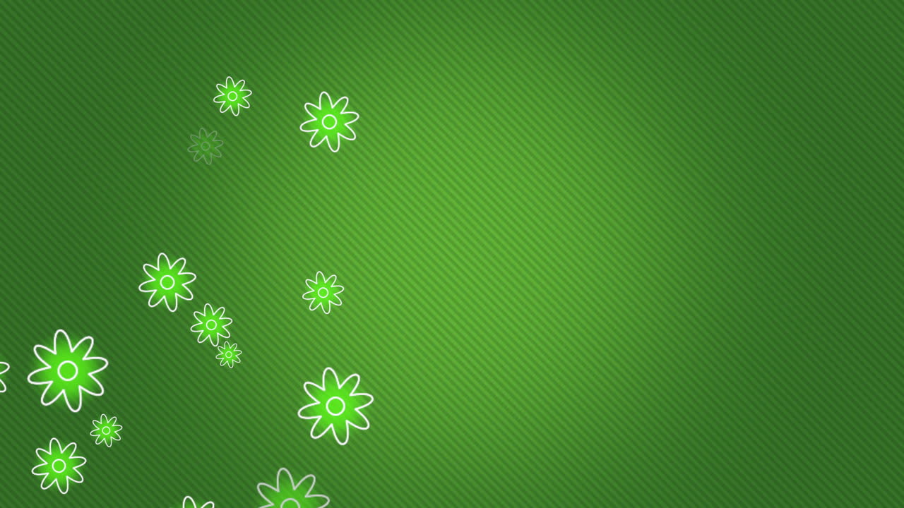 flores abstractas verdes volando en el gradiente a rayas