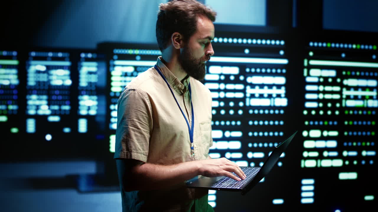 técnico comprobando el centro del servidor