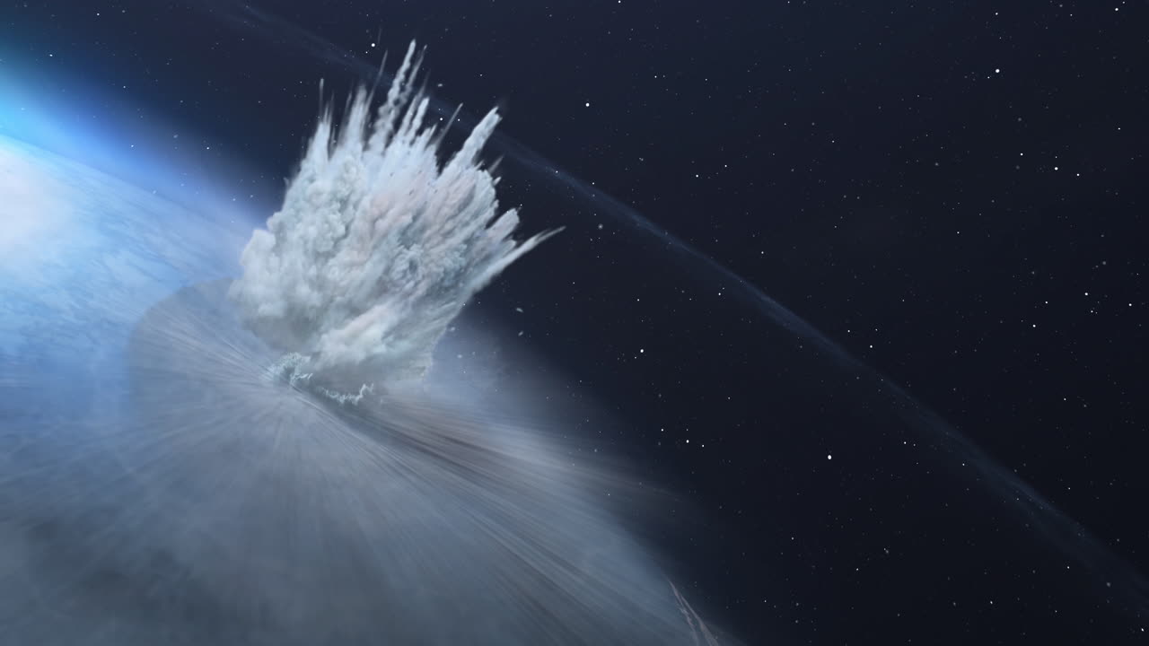 Simulated Asteroid Impact on a Planet