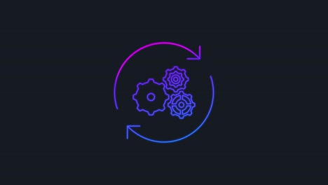 integración, optimización icono de línea brillante de neón aislado en fondo negro. animación gráfica de movimiento.4k video