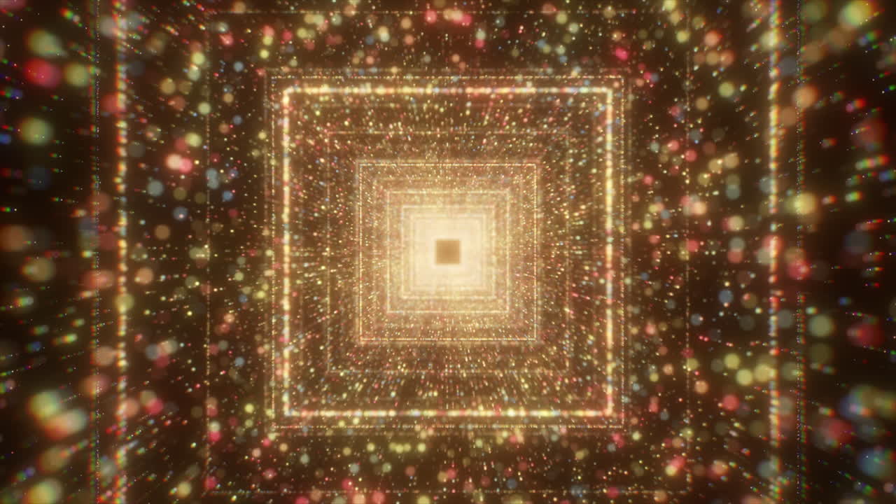 추상적인 빛나는 터널과 입자