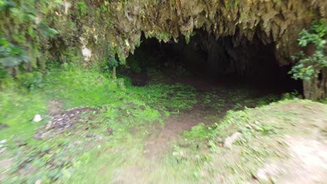 Disparo-De-Un-Dron-Saliendo-De-La-Popular-Cueva-Kárstica-En-La-Carretera-Panorámica-De-Samaná,-En-La-Costa-Norte-De-La-República-Dominicana.