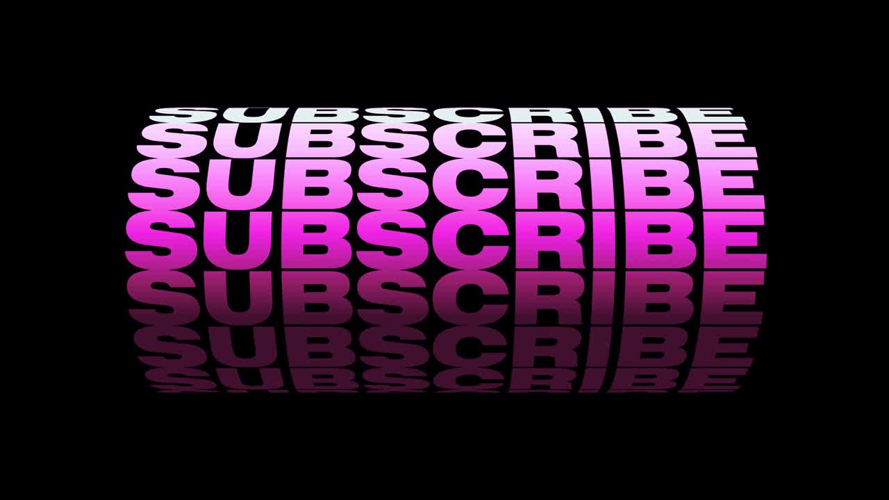 Subscribe Pink 3D text wheel motion Loop Animation graphics isolated at alpha channel. 4K Seamless Looping QuickTime Alpha Channel ProRes 4444.