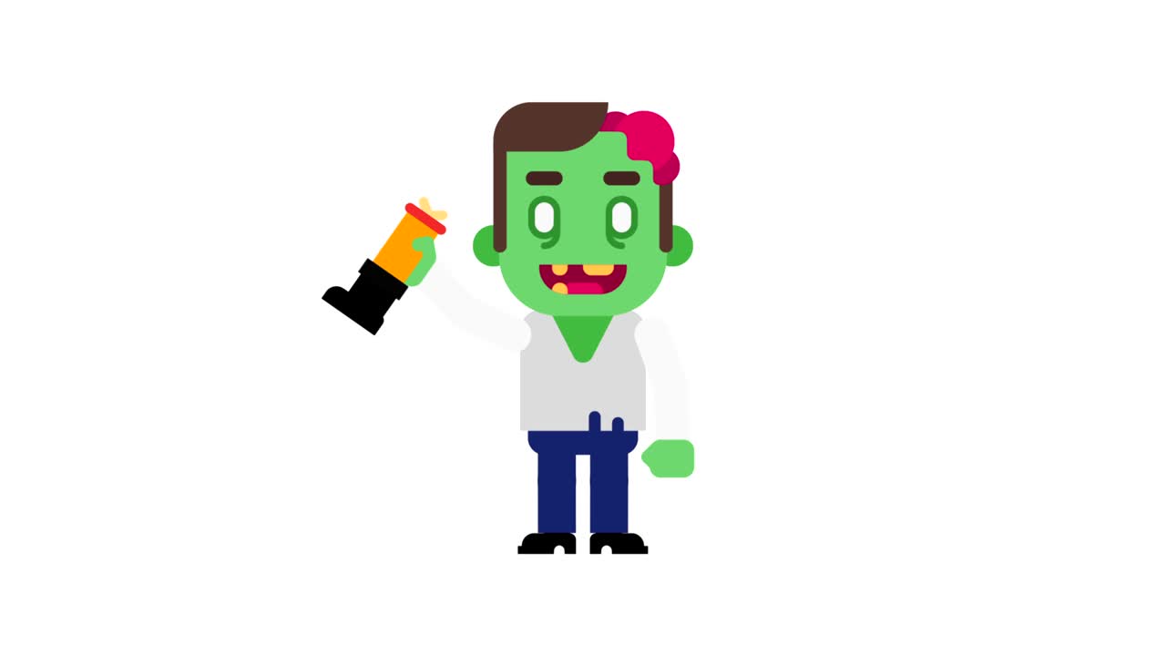 행복한 좀비, 화를 내며 발을 고 손을 흔들고, 할로윈 캐릭터, 알파 채널