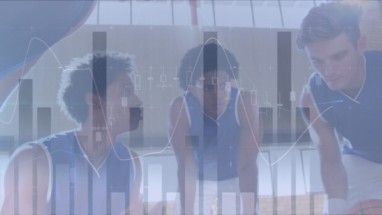 Animation of financial data processing over diverse basketball players