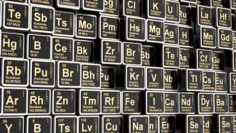 periodic table of the elements 3d video, loop animation. 3d rendering